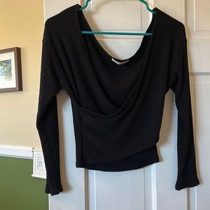 NWT crossover black long sleeve cropped sweater
